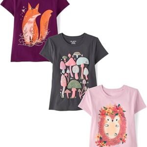 The Children's Place Girls Animal Short Sleeve Graphic T-Shirts,multipacks